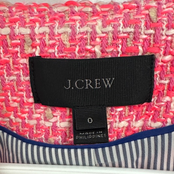 J. Crew Pink Tweed Fringed Collar Jacket - Picture 2 of 2